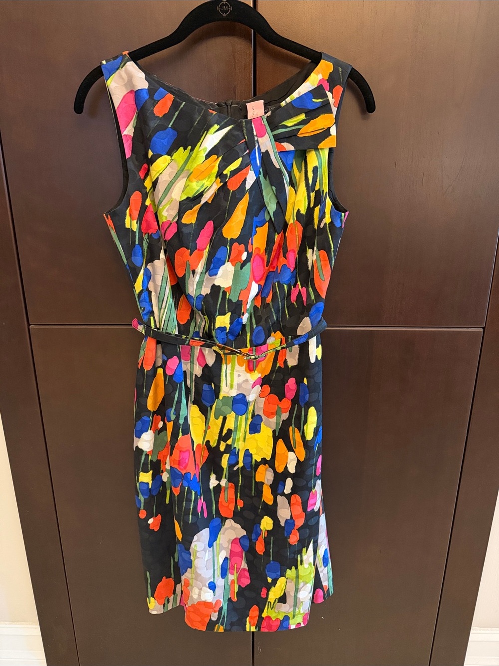 David Meister Multicolor Paint-Splash Cocktail Dress